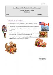 English worksheet: Thanksgiving!