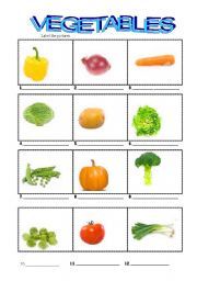 English worksheet: VEGETABLES