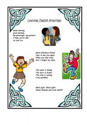 English Worksheet: Learning English Greetings