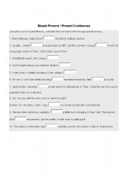 English Worksheet: Present Simple or Continuous