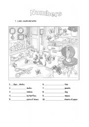 English Worksheet: Count and Write