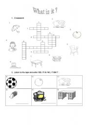 English worksheet: Objects crossword