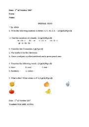 English Worksheet: initial tests 