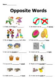 English Worksheet: opposite words