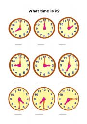 English Worksheet: telling time