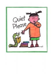 English Worksheet: QUIET PLEASE CARD