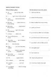 English Worksheet: SIMPLE PRESENT TENSE