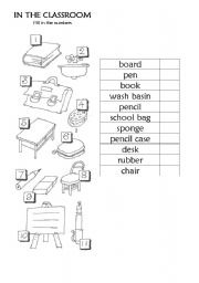 English Worksheet: IN THE CLASSROOM