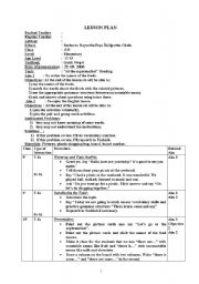 English Worksheet: lesson plan food