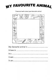 English Worksheet: MY FAVOURITE ANIMAL