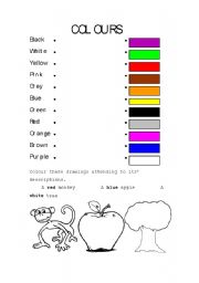 English Worksheet: Link the colour to its name