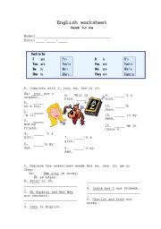English Worksheet: Fill-in-gaps verb to be