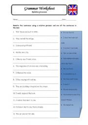 English Worksheet: relative pronouns