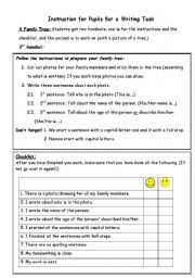 English Worksheet: A writing task: my family tree