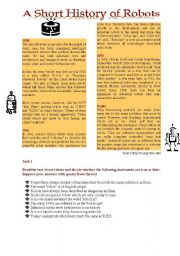 English Worksheet: A Short History of Robots