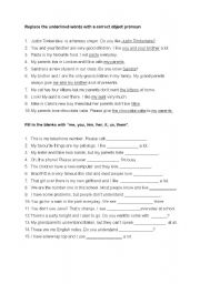 English Worksheet: object pronouns