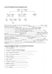 English Worksheet: family tree text