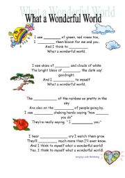 English Worksheet: What a wonderful world