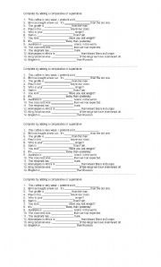 English Worksheet: Comparatives