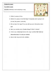 English Worksheet: Rufus Wainwrights SONG