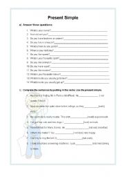 English Worksheet: Present Simple