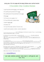 English Worksheet: Chocolate chip cookies - recipe