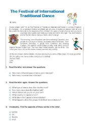 English Worksheet: Dance Festival