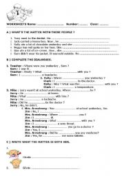 English Worksheet: what is the matter with you?