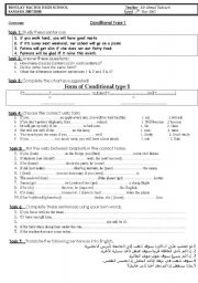 English Worksheet: Conditional type 1