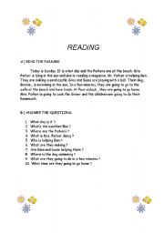 English Worksheet: READING