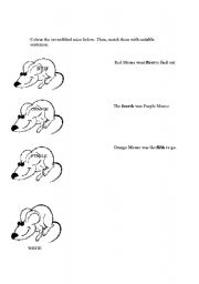 English Worksheet: colour the seven blind mice