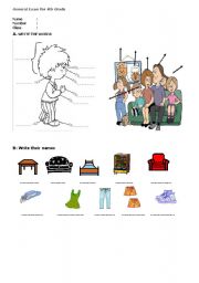 English Worksheet: body parts and clothes