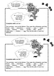 English Worksheet: a,an