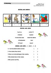 English Worksheet: listening exam