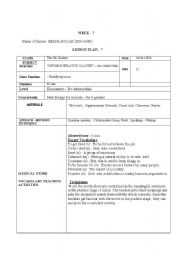 English Worksheet: daily lesson plan