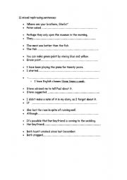 English Worksheet: 11 mixed rephrasing sentences
