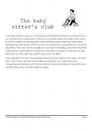 English worksheet: THE BABYSITTERS CLUB