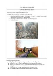 English Worksheet: Living in a town or in a village