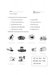 English Worksheet: Action words quiz