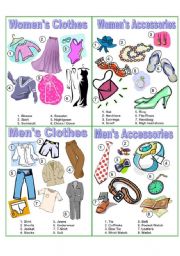 Clothes ESL Printable Picture Dictionary Worksheets