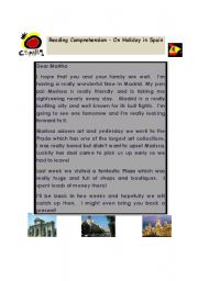 English Worksheet: On Holiday in Spain