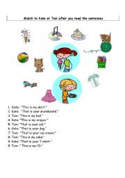 English Worksheet: my, your