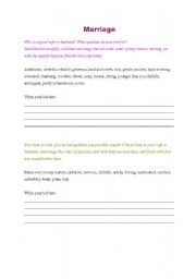 English worksheet: Marriage