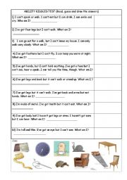 English Worksheet: Abilities riddles Test 