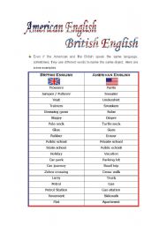 English Worksheet: American English/British English
