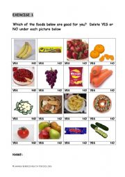 English Worksheet: Healthy Food