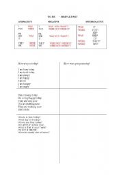 English Worksheet: simple past - to be