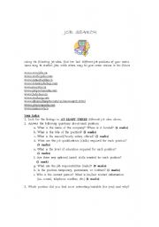 English Worksheet: JOB SEARCH ASSIGNMENT