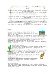 English worksheet: Biomes1