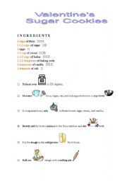 English Worksheet: Valentines Cookies Recipe (with Pictures)